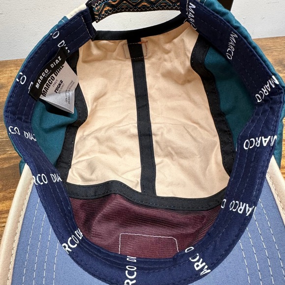 Marco Diaz Italy Rock2 Studio 5 Panel Colorblock Camper Hat Tan Pink Teal Blue - Picture 6 of 8